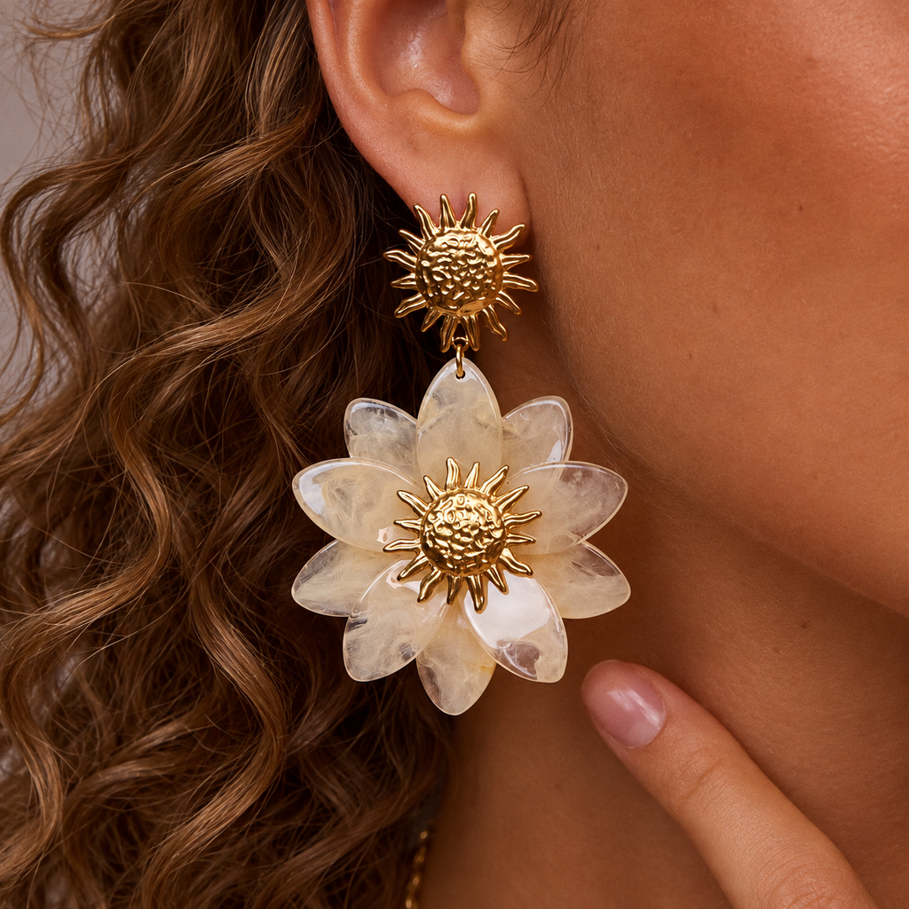 Boucles d'oreilles Soléana - beige