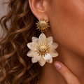 Boucles d'oreilles Soléana - beige