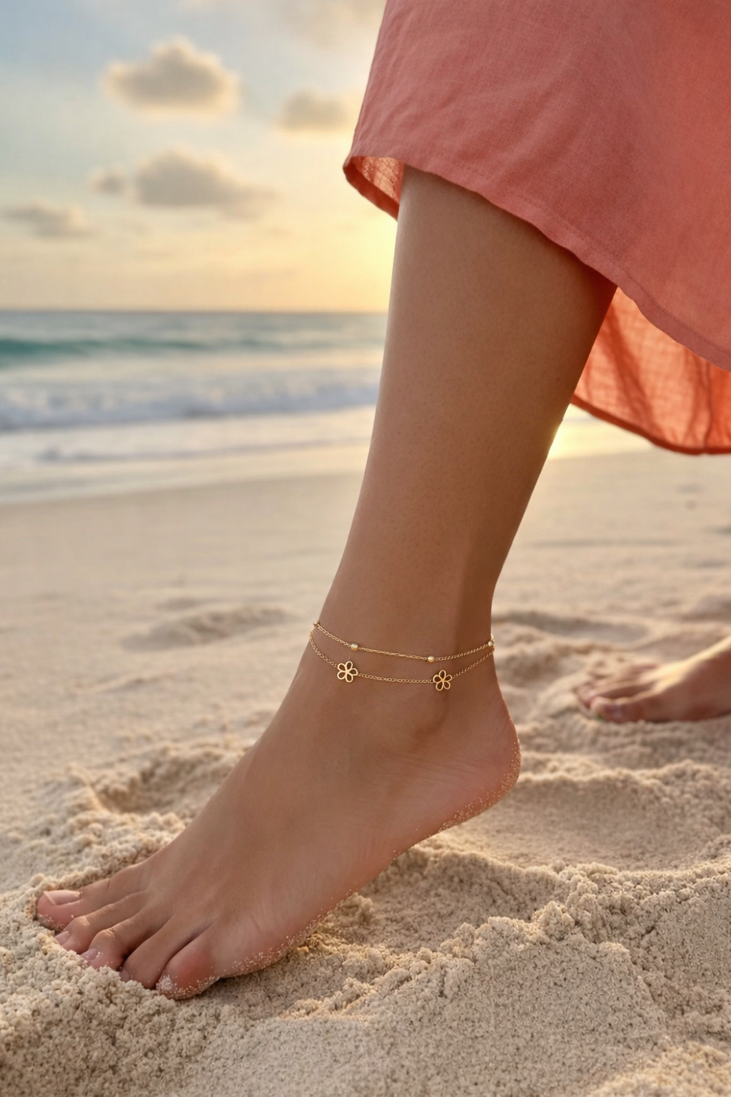 Chaîne de cheville Petites Fleurs