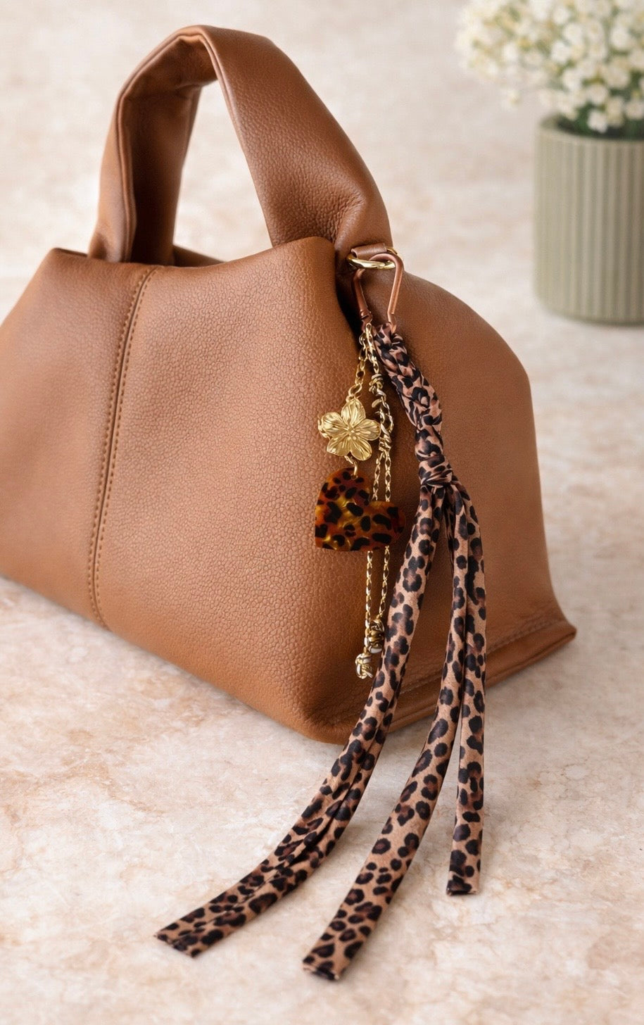 Grigri de sac Léopard & Coeur Doré