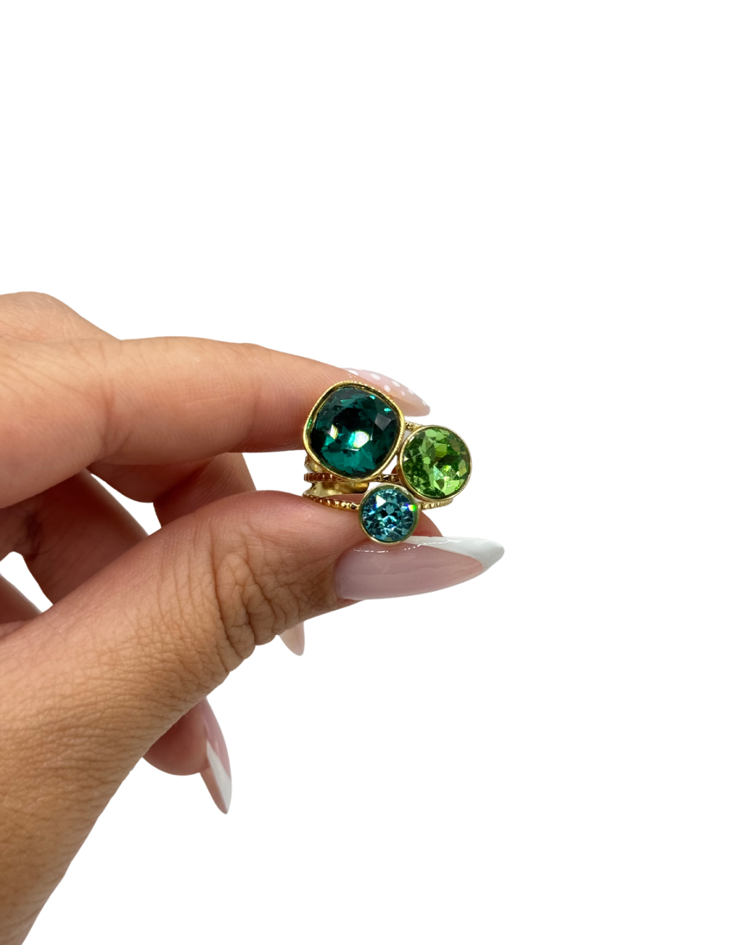 Bague Trilogy - Émeraude - ornée de cristaux de Swarovski®.