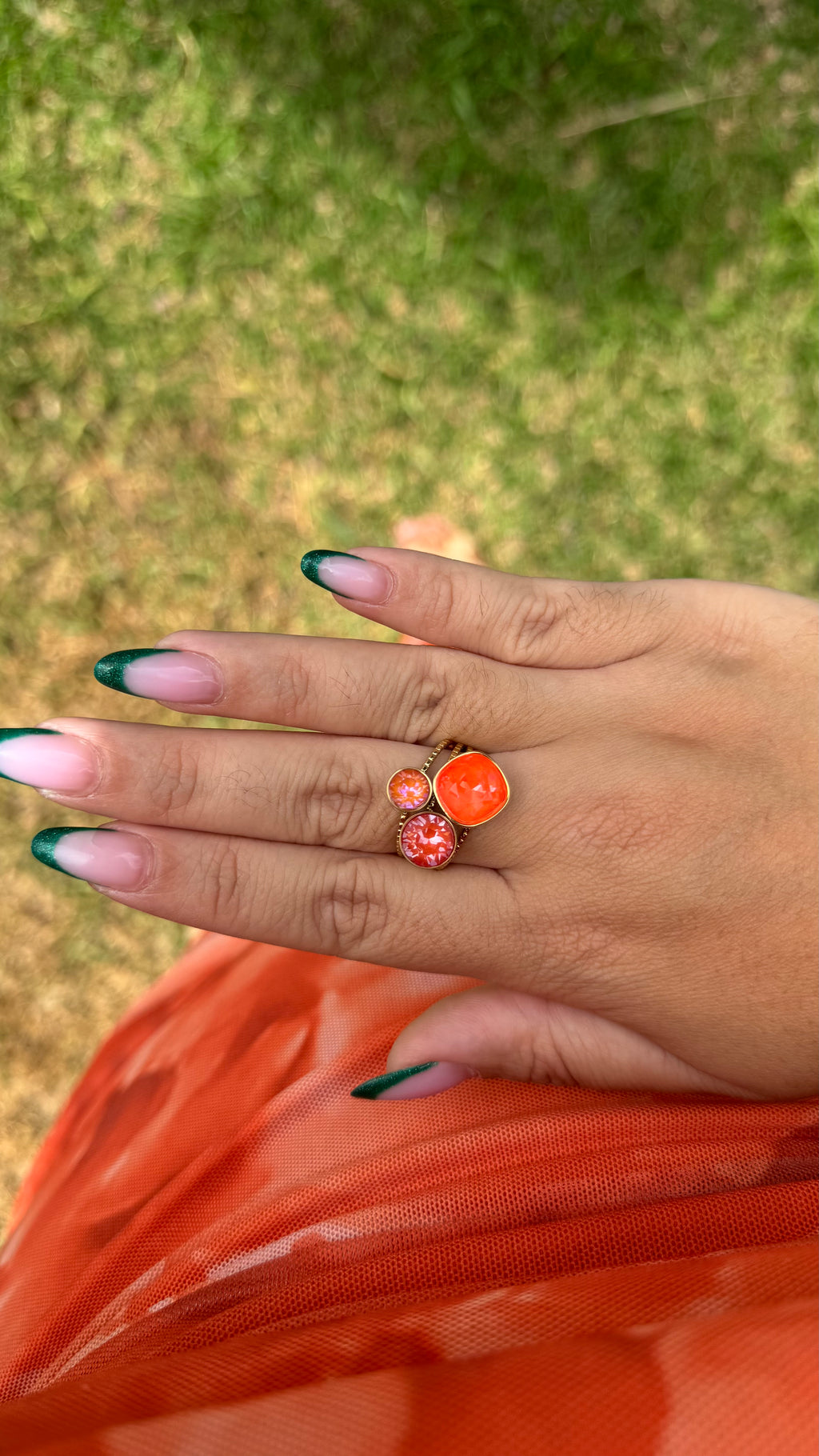 Bague Trilogy - Orange - ornée de cristaux de Swarovski®