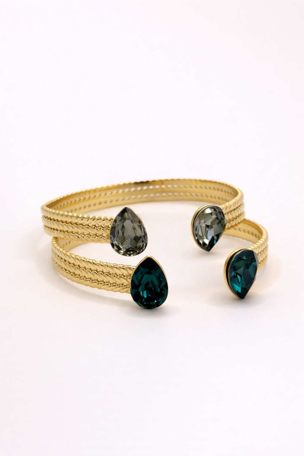 Jonc Rosée - Émeraude - orné de cristaux de Swarovski®