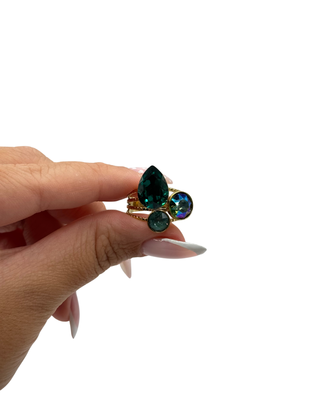 Bague Trinity - Émeraude - ornée de cristaux de Swarovski®