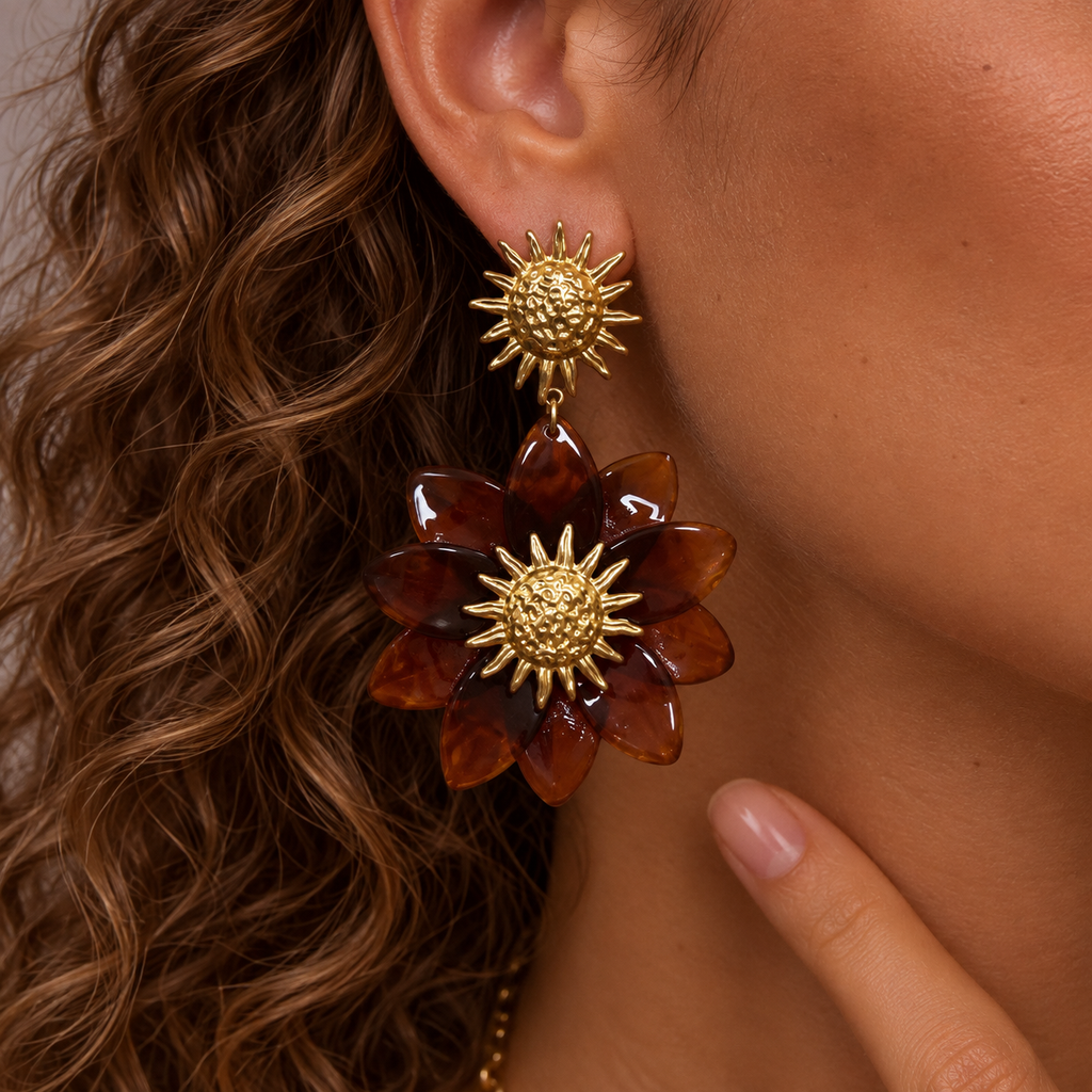 Boucles d'oreilles Soléana - marron