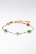 Bracelet Marguerite - 5 fleurs - plusieurs coloris